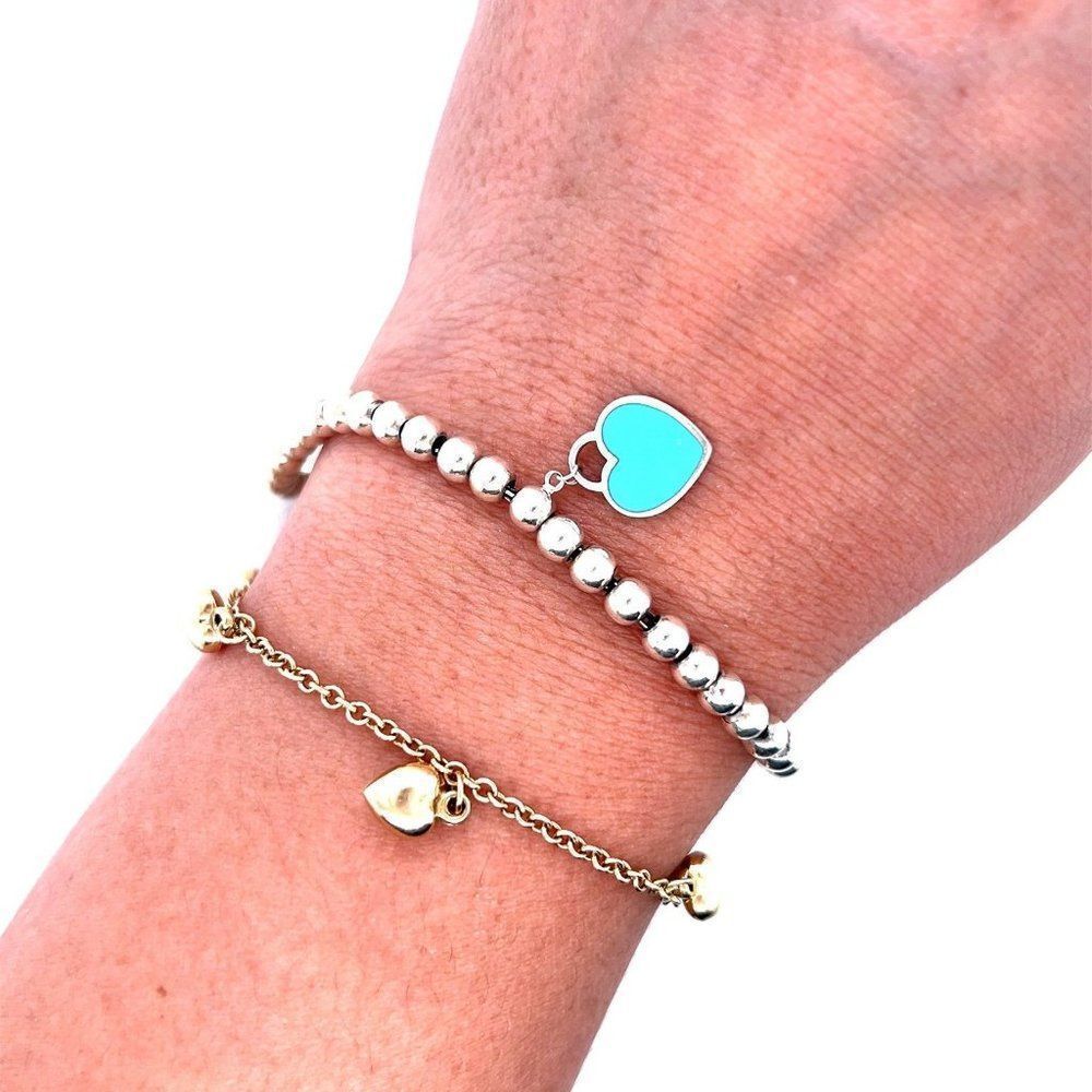 T&Co. 925 Mini Heart Tag Beaded Bracelet - Picture 10 of 11